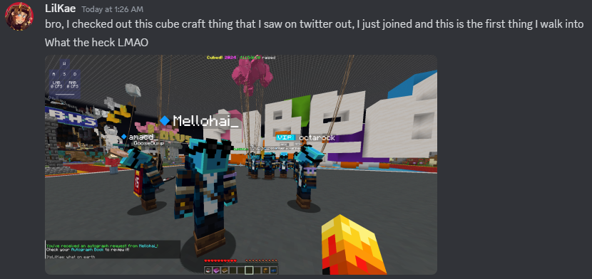 4_cvit's tweet photo. So... I go to sleep... accidentally afking on a server...

I woke up just now and found out a cult, a war, and like religion formed around my return...

Wtf do I do 😭 https://t.co/E0x9M3G216