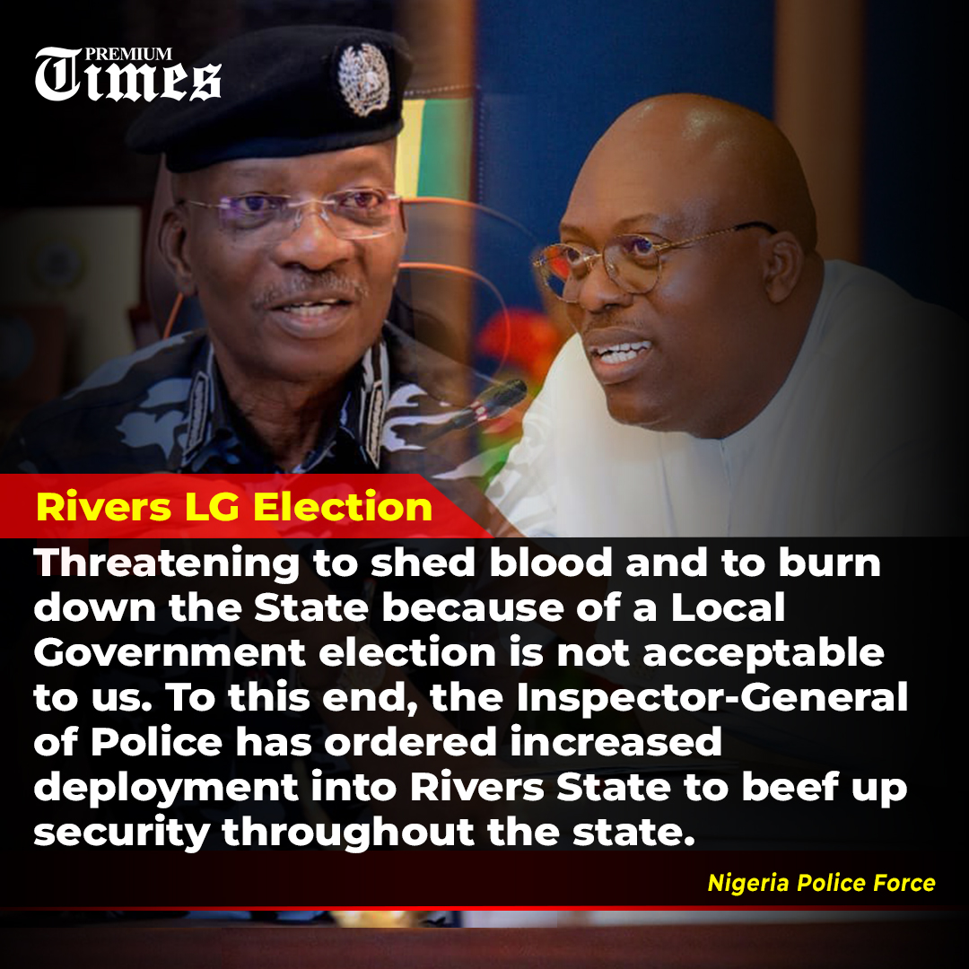 PremiumTimesng's tweet photo. “The Nigeria Police takes exception to the unwarranted outburst of the Governor and particularly the weighty accusations which he falsely levied against the Inspector-General of Police and the entire Nigeria Police Force and advise caution and decency in the pursuit of individual political goals. https://t.co/RQwNNbpUVH