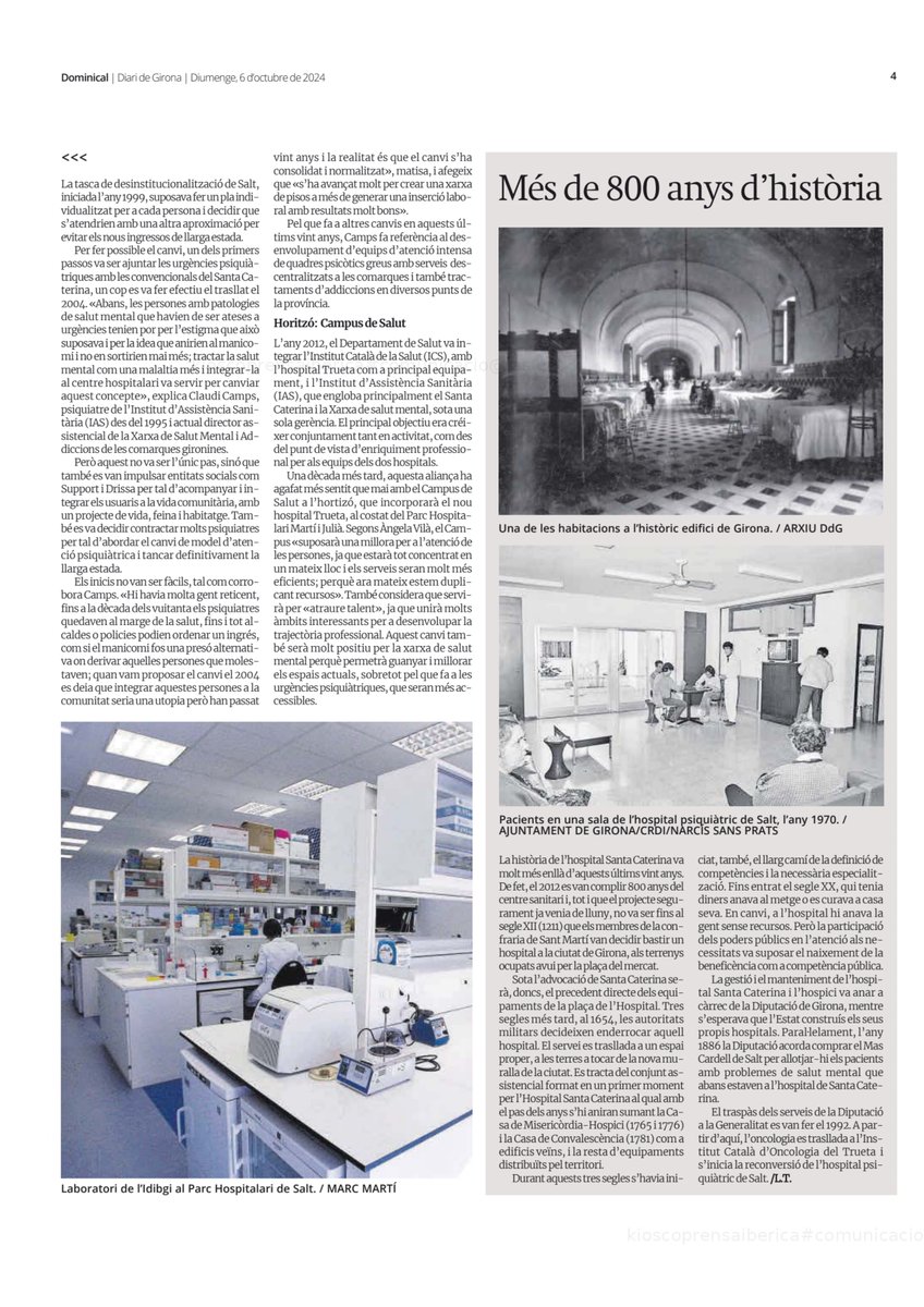 #BonDiumenge Us convidem a llegir un bon reportatge de <a href="/TeixidorLaura/">Laura Teixidor</a> sobre els #20Anys de l'Hospital Santa Caterina, al Parc Hospitalari Martí i Julià de Salt. Avui, al dominical del <a href="/DiarideGirona/">Diari de Girona</a> 📰