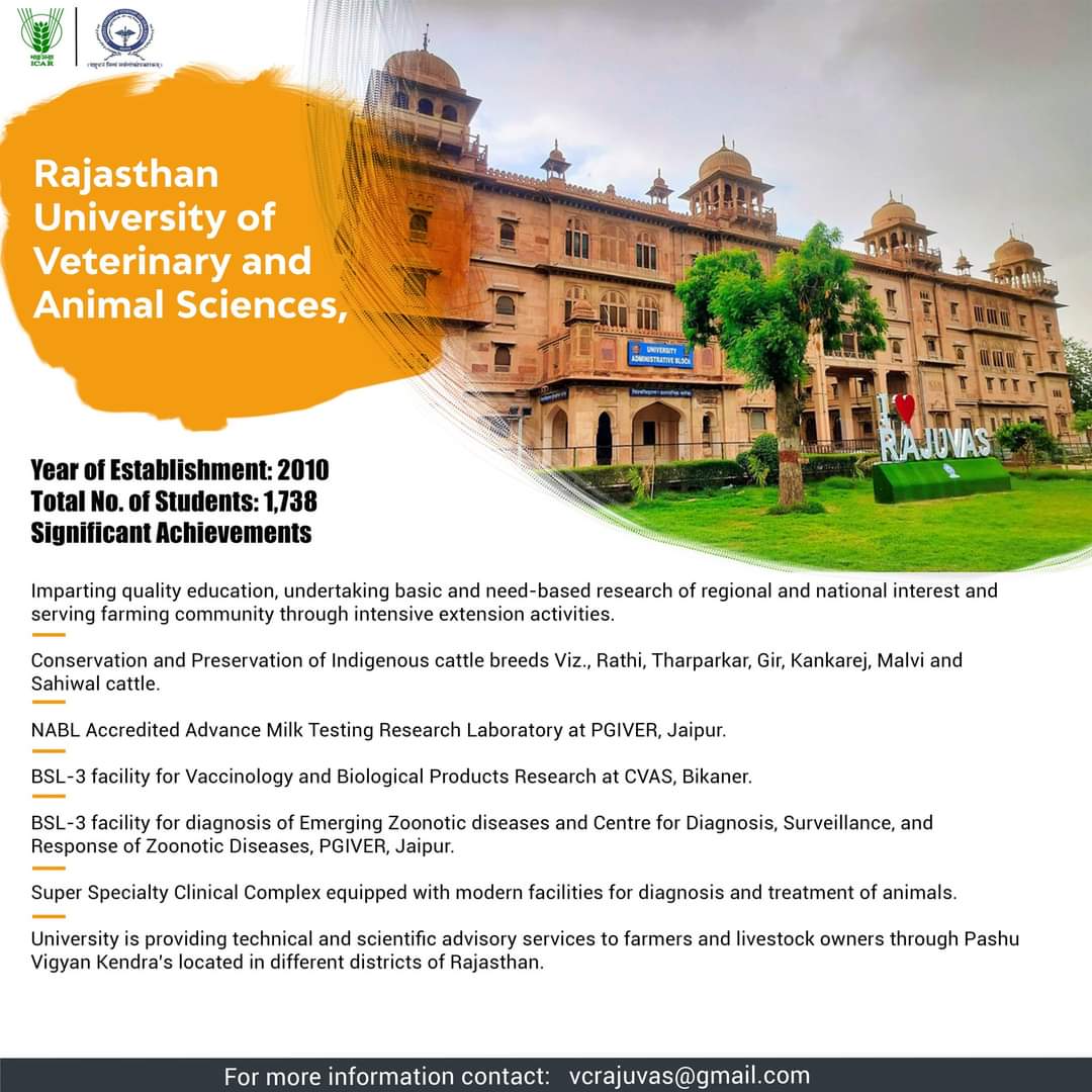 Virendrajhajha's tweet photo. Rajasthan University of Veterinary and Animal Sciences, Bikaner.
#OneICAR #OneUniversityOneDay #ICAR
@rajuvasbikaner
@GahlotXvc https://t.co/PXudwHjzKP