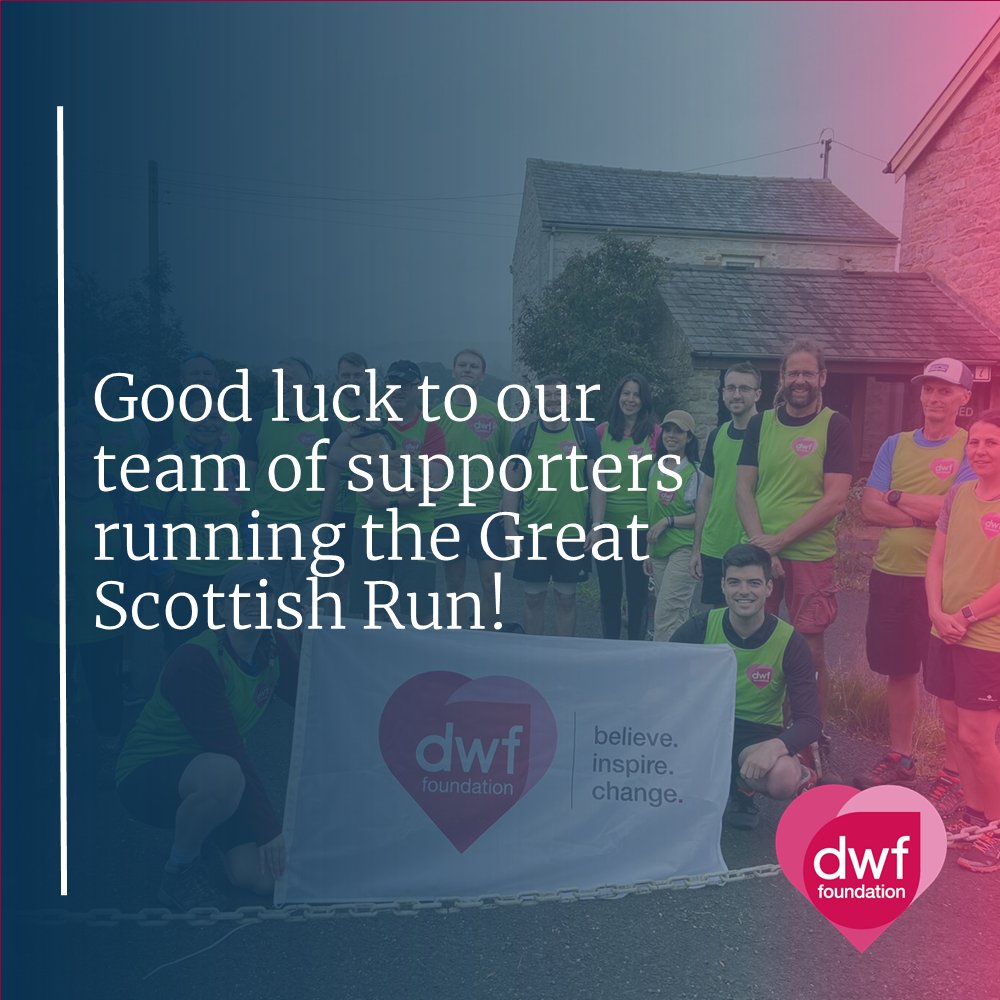 Good luck to our team taking part in the Great Scottish Run today! Massive thank you for taking part to support the Foundation.

Please support our team by sponsoring through this link: bit.ly/3MTystW 

#dwf #dwffoundation #greatscottishrun