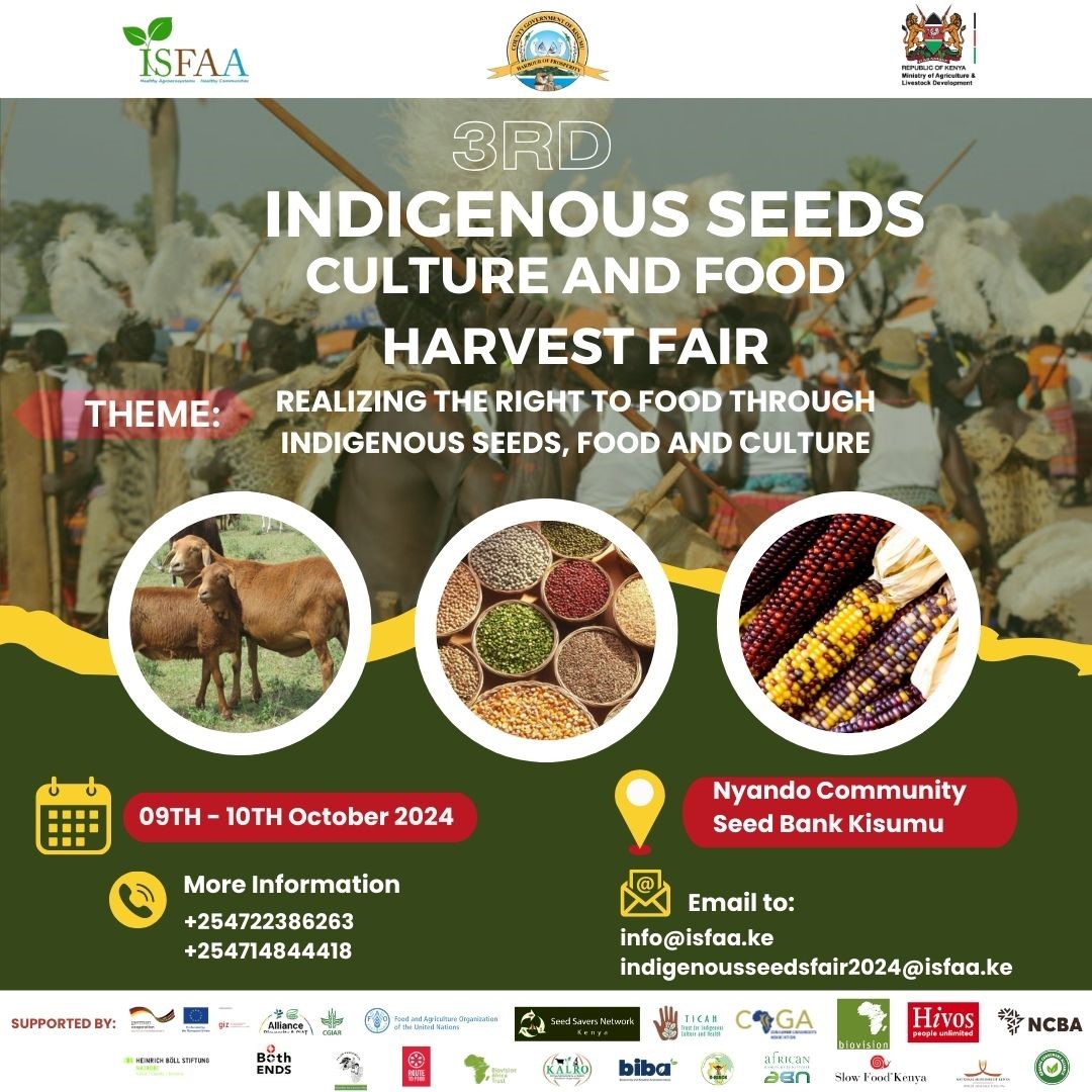 bodo_immink's tweet photo. Are you ready for the 3rd Indigenous Seeds, Culture &amp; Food Harvest Fair? Join our @giz_gmbh #Kenya ProSoil Team on 9th &amp; 10th October at Nyando Community Seed Bank Kisumu in celebrating
#OurSeedsOurCultureOurFood as we share 🇰🇪indigenous agricultural knowledge!
@KisumuCountyKE https://t.co/WUNkVBw3J7