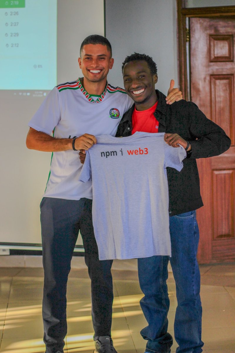 Santiago (@santiagodevrel) on Twitter photo After 7 hours of driving back and forth from Nairobi to Nyeri, we made it to <a href="/DeKUTkenya/">Dedan Kimathi University of Technology</a> where we had an amazing time diving into Self-development, Solidity, React and <a href="/web3_js/">web3.js</a> 🧡
The great feedback, happy faces, and tasty chapati made it all worth it🙌
👩💻Code Repo After 7 hours of driving back and forth from Nairobi to Nyeri, we made it to <a href="/DeKUTkenya/">Dedan Kimathi University of Technology</a> where we had an amazing time diving into Self-development, Solidity, React and <a href="/web3_js/">web3.js</a> 🧡
The great feedback, happy faces, and tasty chapati made it all worth it🙌
👩💻Code Repo
