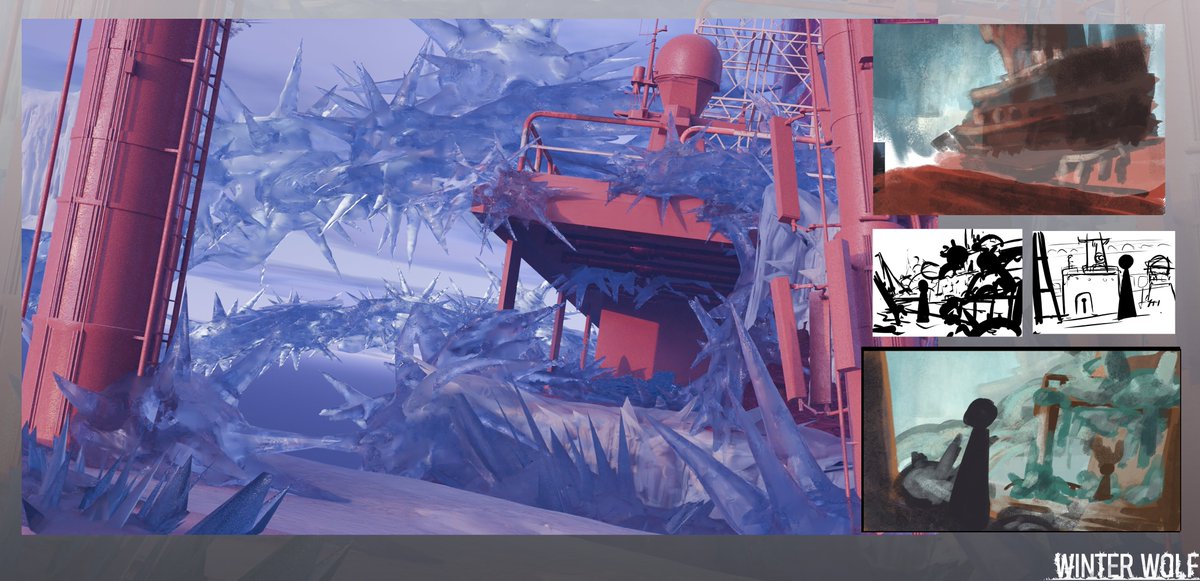 concepts and breakdowns for winter wolf artwork