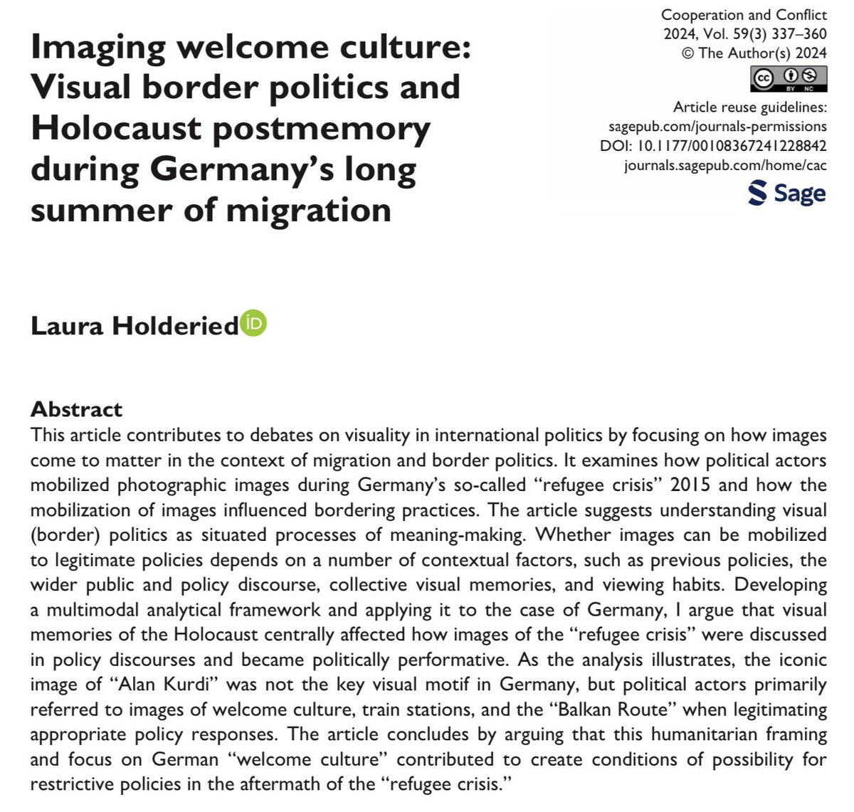 New <a href="/CoCo_journal/">Cooperation and Conflict</a> print issue is out with an interesting open-access article by <a href="/lau_hold/">Laura Holderied</a> that explores how numerous contexts - from historical to psychological -  shape the political role of images. journals.sagepub.com/doi/full/10.11…