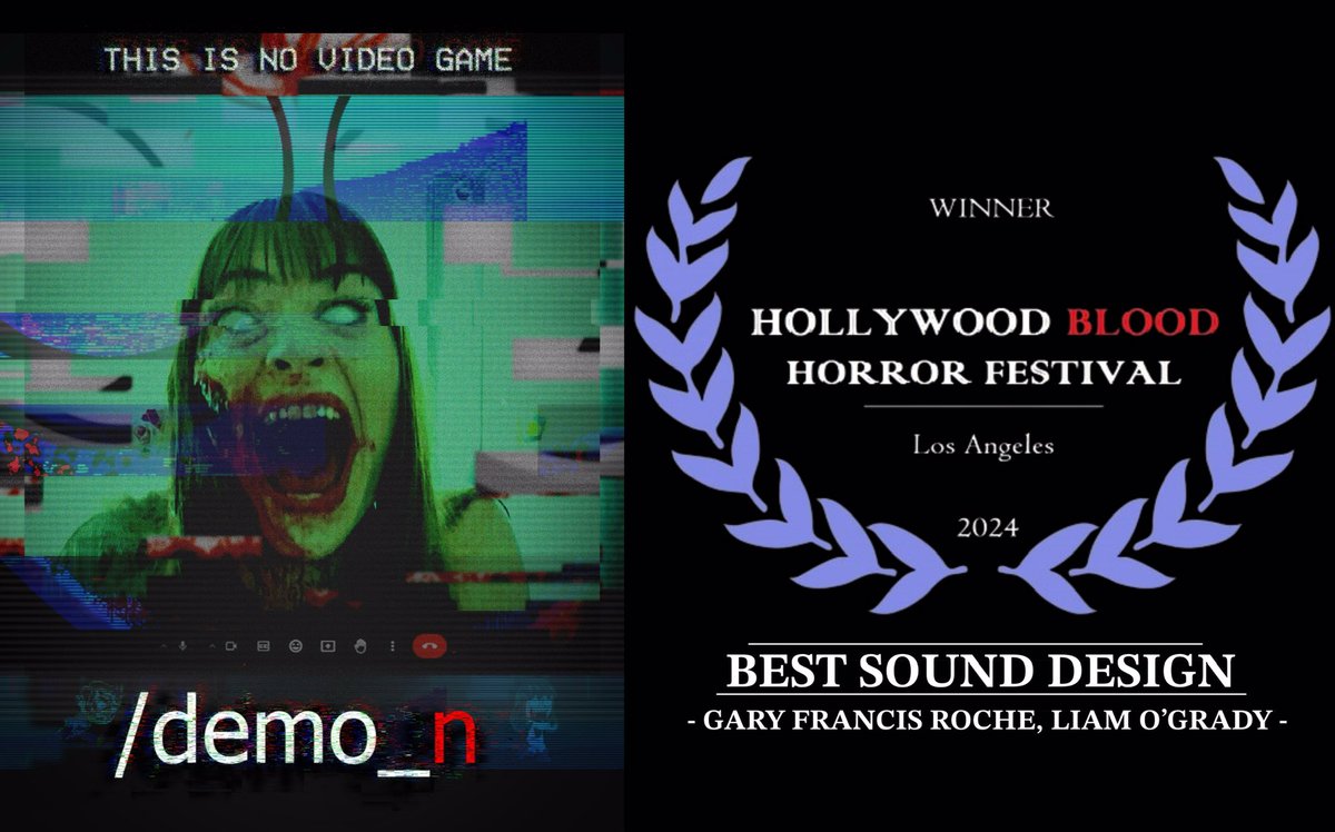 gary_f_roche's tweet photo. /demo_n ended up winning BIG at the Hollywood Blood Horror Festival last night for:

🏆 Best Feature - Alex Sellen, Gary Francis Roche

🏆 Best Editing - Gary Francis Roche

🏆 Best Original Score - Stuart Bramwell

🏆 Best Sound Design - Gary Francis Roche, Liam O’Grady https://t.co/pFafhSgcC6