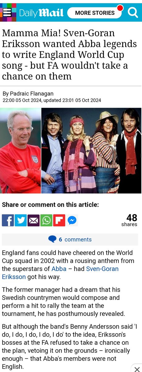 juliansheasport's tweet image. '#Eriksson also wanted his #England #threelions team to adopt a #Swedish defensive formation known as the flat pack four.' #Sven #abba