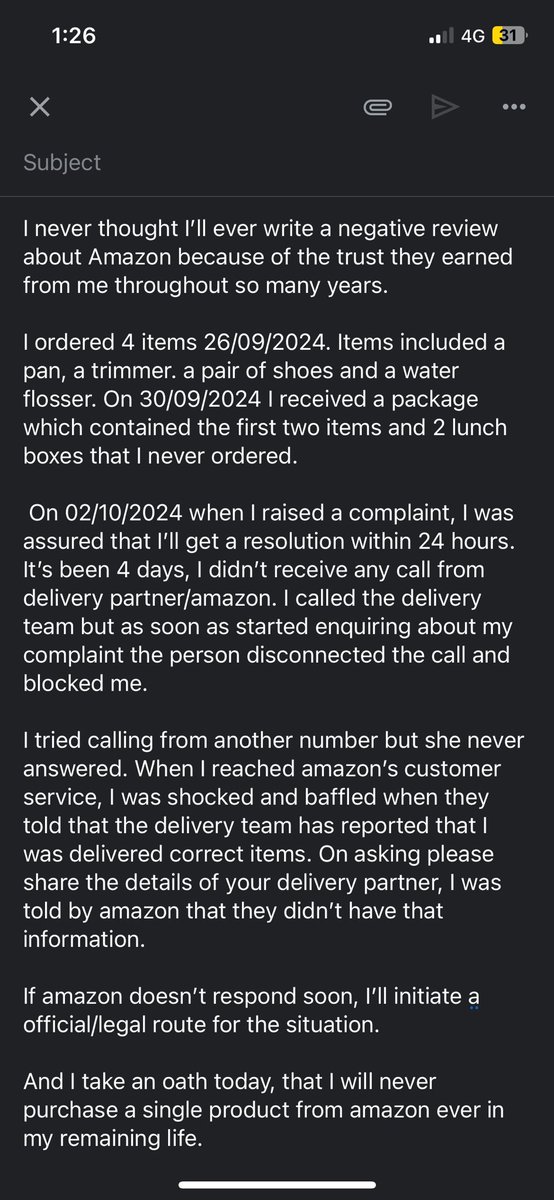 mayur_peanuts's tweet photo. @amazonIN Worst experience of online shopping ever. Never thought it’d be delivered by @amazon @amazonIN which used to be my most trusted online shopping app. https://t.co/nbbPQcc1Jn