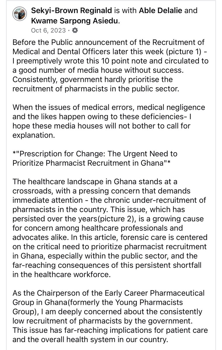 rsekyibrown17's tweet image. A year ago, I wrote this piece beseeching the Government of Ghana 🇬🇭 to prioritize the recruitment of Pharmacists.