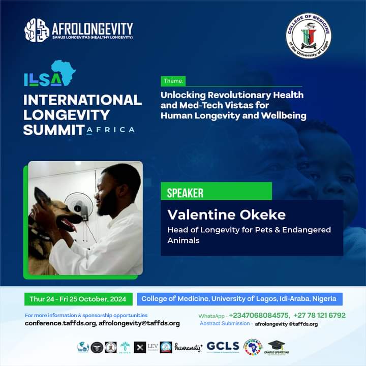 Join us at #ILSA2024 to hear from this rising leader in pet health &amp; wildlife conservation. Discover how he's shaping a sustainable future for pets &amp; endangered animals in Africa. Don't miss out!

#Afrolongevity #AnimalWelfare #WildlifeConservation