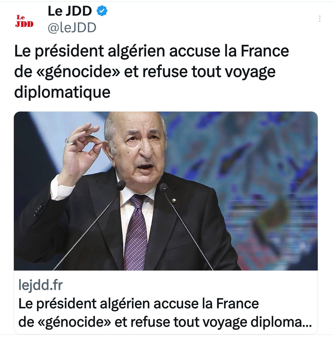 GilbertCollard's tweet photo. Il refuse tout voyage diplomatique... mais pas... médical : Il faut dénoncer tous les accords abusifs avec l'Algérie et vite, à la vitesse d'un coup de pied au cul ! https://t.co/wem9iTVcC5