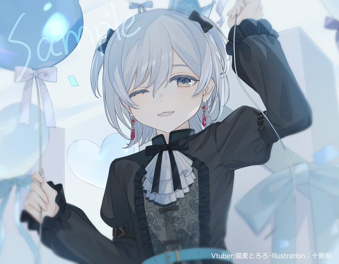 猫麦とろろさん(#tororo_vtuber)のお誕生日イラストを描かせていただ