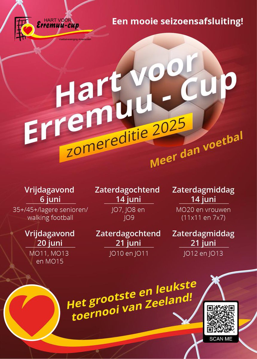 Inschrijven voor de zomereditie van de Hart voor Erremuu-cup kan inmiddels ook! Wacht niet te lang. Bij veel categorieën gaat het snel. 

hartvoorerremuucup.nl/toernooi/detai…