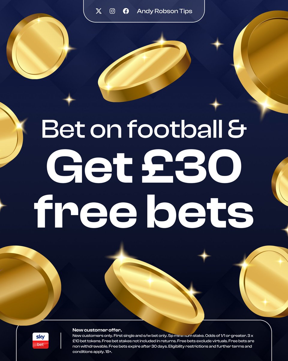 👋🏼 Make sure you have a Sky Bet account 

Use my referral link, and you will get £30 in Free Bets after you place your first bet.

Join here: bit.ly/Claim-30Free

You will also get best odds on my Boost:

📈 40/1 on Sky Bet
📉 23/1 on other bookies

18+, T&amp;Cs Apply. Ad.