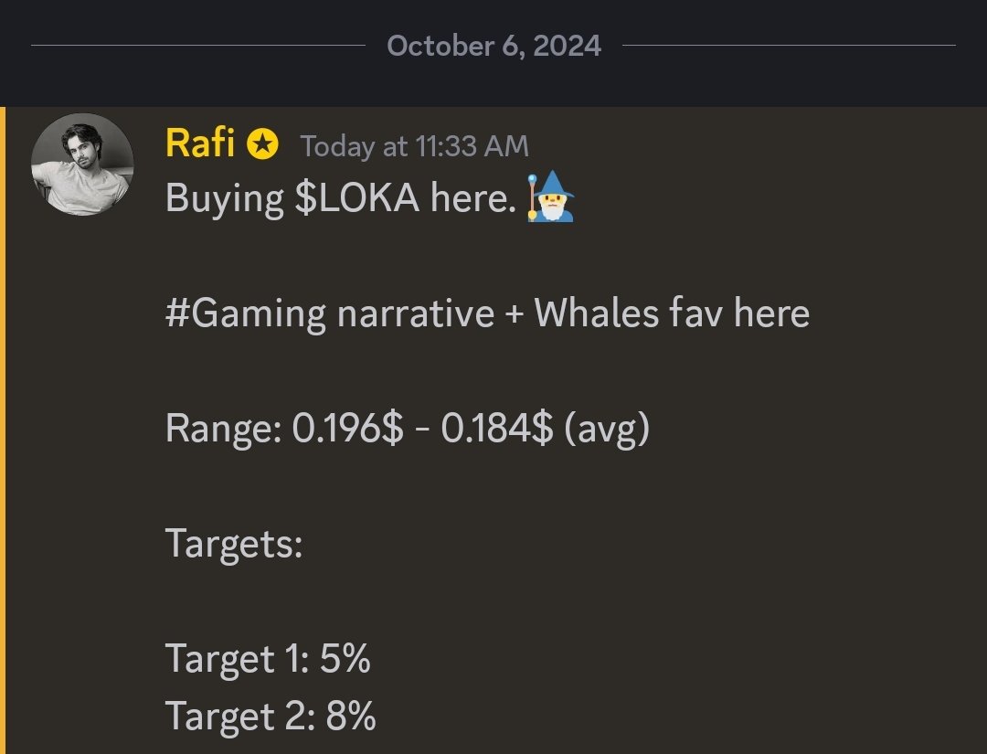 RafiCryptoX's tweet photo. #Alpha in action! 🧙‍♂️

$LOKA - Just look at the last 3 candles, gave it 3 hrs ago. 🔥

Instant money, no HODL shit. 🤝

#Altseason #Bullrun2024 

$OG $CVC $ATM $LAZIO $SANTOS $ASR $ALPINE $USTC $ARK $CFX https://t.co/90MPaJ1ncT