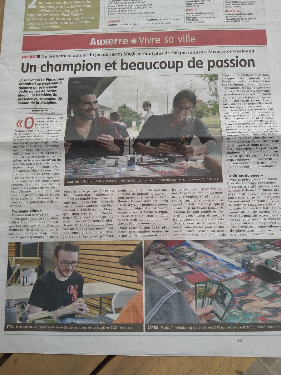 Bambichon (@bambichon1) on Twitter photo 2 mois après, quelqu'un m'a donné la coupure de journal de ce magnifique article réalisé par <a href="/lyonne_fr/">L'Yonne Républicaine</a>
Je suis si fier de ce que l'on a accompli avec <a href="/LNoxillusion/">Nox - Planeswalker Militant</a> au <a href="/pincecrane/">le Pincecrâne</a>.
Merci encore à toutes les personnes présentes <3 (et à l'année prochaine) 2 mois après, quelqu'un m'a donné la coupure de journal de ce magnifique article réalisé par <a href="/lyonne_fr/">L'Yonne Républicaine</a>
Je suis si fier de ce que l'on a accompli avec <a href="/LNoxillusion/">Nox - Planeswalker Militant</a> au <a href="/pincecrane/">le Pincecrâne</a>.
Merci encore à toutes les personnes présentes <3 (et à l'année prochaine)