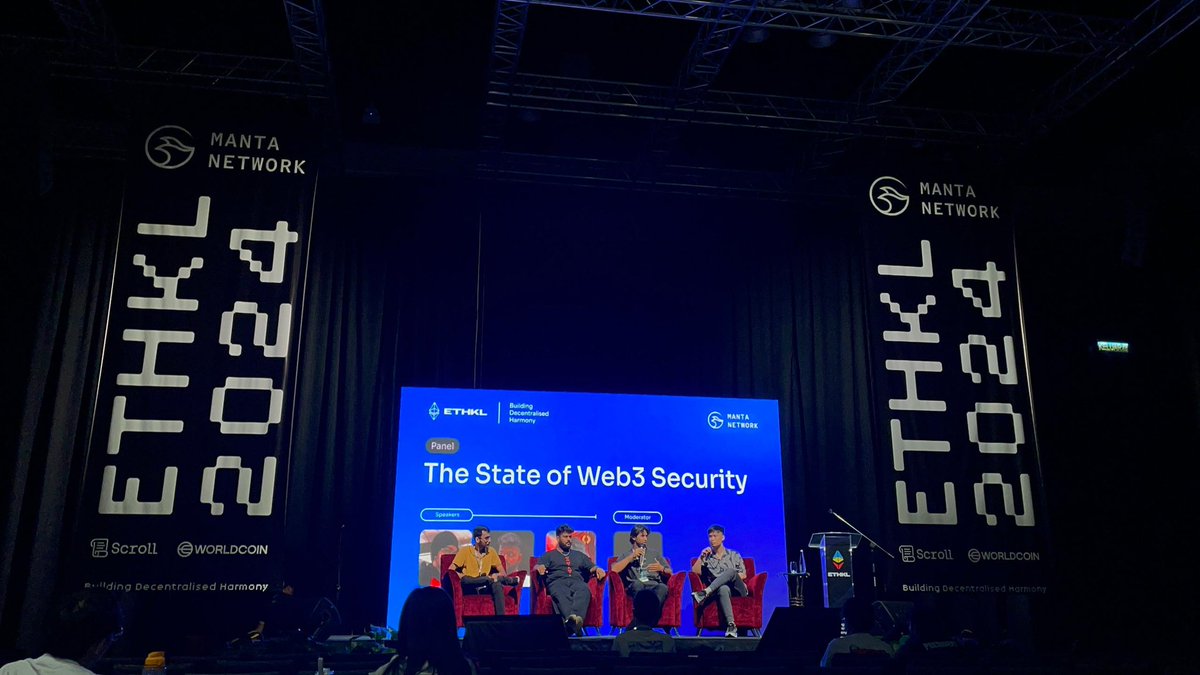 0xmaanvader's tweet photo. I had an amazing panel at @ETHKL1  talking Abt the current state of web3 security. I shared a stage with some of the most amazing minds in the space @0xMorph @saxenism @asil_beck 😃🙏🏻. Thank you to the team for having us at @X3_Security https://t.co/f7zsccUS1X