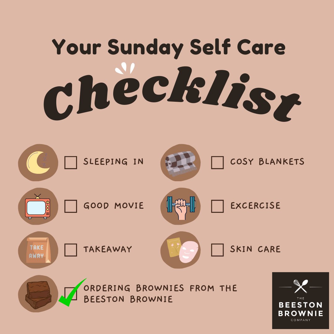 BeestonBrownie's tweet image. Weekend = Self-Care💆‍♀️

What’s on your self-care checklist this weekend?

We’re thinking a good movie, and a box of our brownies! 😍

After all, nothing says “treat yourself” like a fudgy brownie.😋

#SundayChecklist #TheBeestonBrownie #Beeston #Nottingham #NottinghamBusiness