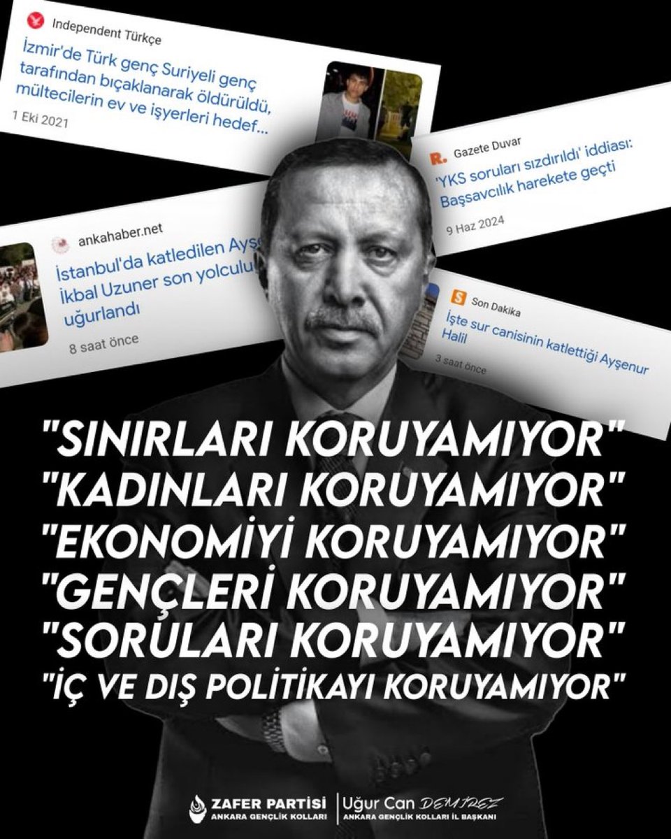 Zafer Partisi Ankara Gençlik Kolları’nın paylaşımı: