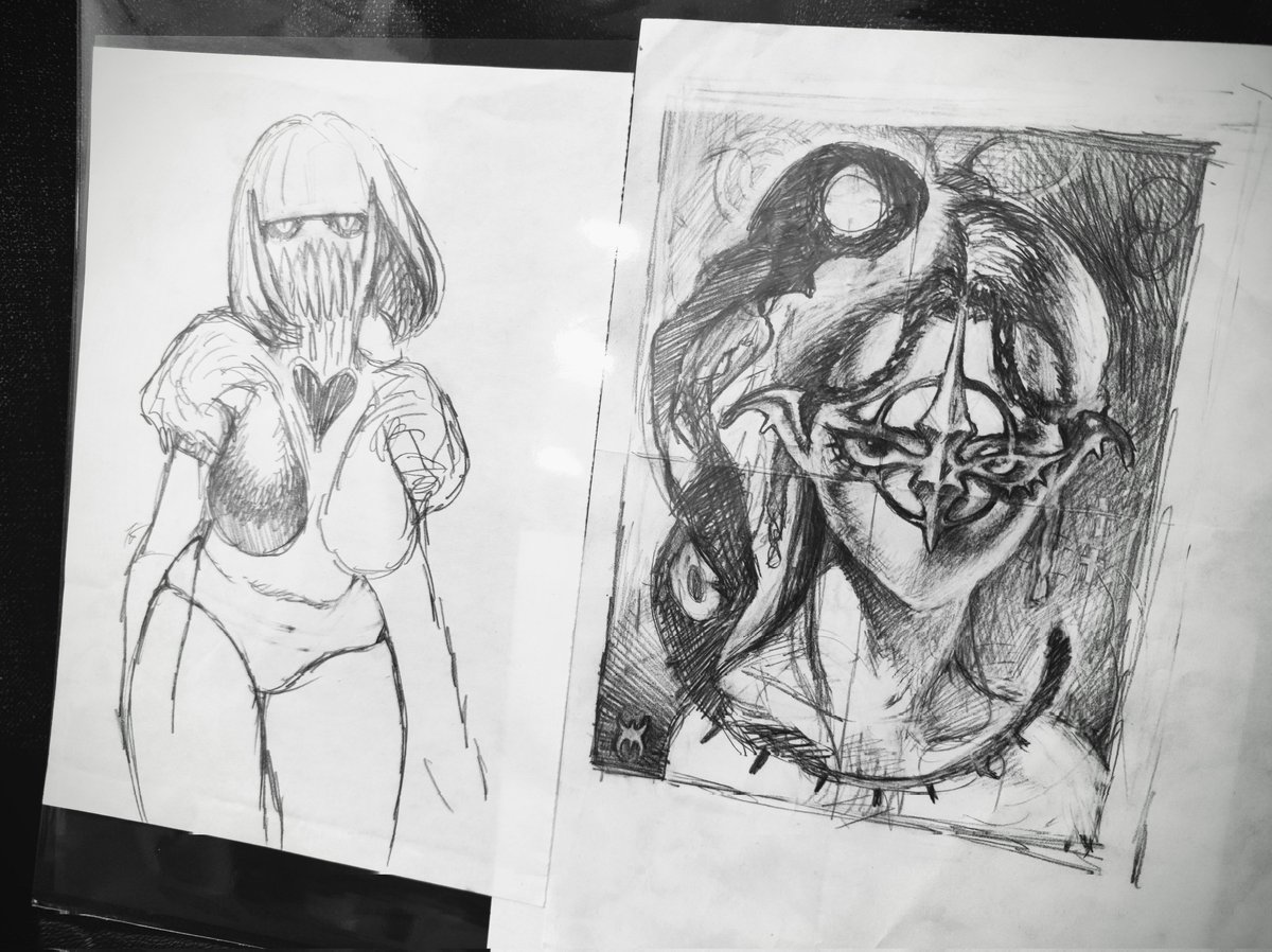 PASSさんの個展で購入させていただいた原画、画集、スケッチたち、そして僕のイラスト……!!🛐 