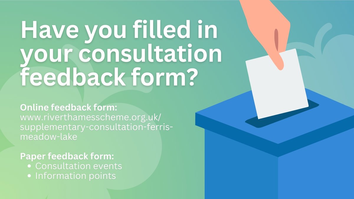 With just 2 days left to have your say on the RTS preferred option for Ferris Meadow Lake, don’t miss out! Submit feedback online or by mail if you picked up a form at our events. orlo.uk/eM61d 

Got questions? Email us. enquiries@riverthamesscheme.org.uk