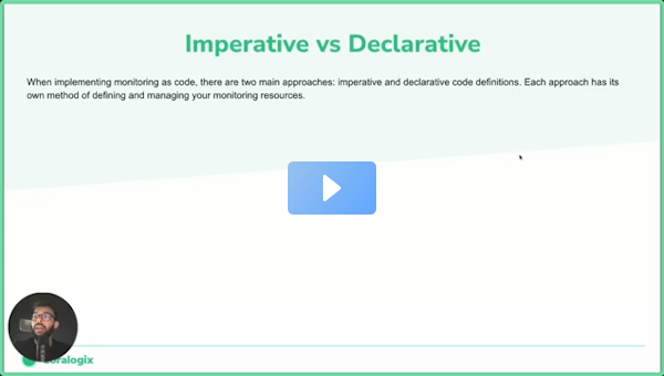 SrishtyG23's tweet photo. Imperative vs. Declarative: Which method is best for your infrastructure? 🤔 Discover how these coding styles shape your #Monitoring as Code strategy with #Coralogix’s latest video. Ready to #optimize your #infrastructure? 🚀 #MonitoringAsCode #DevOps https://t.co/K4I27MdjdO https://t.co/jYCKzdHgSD