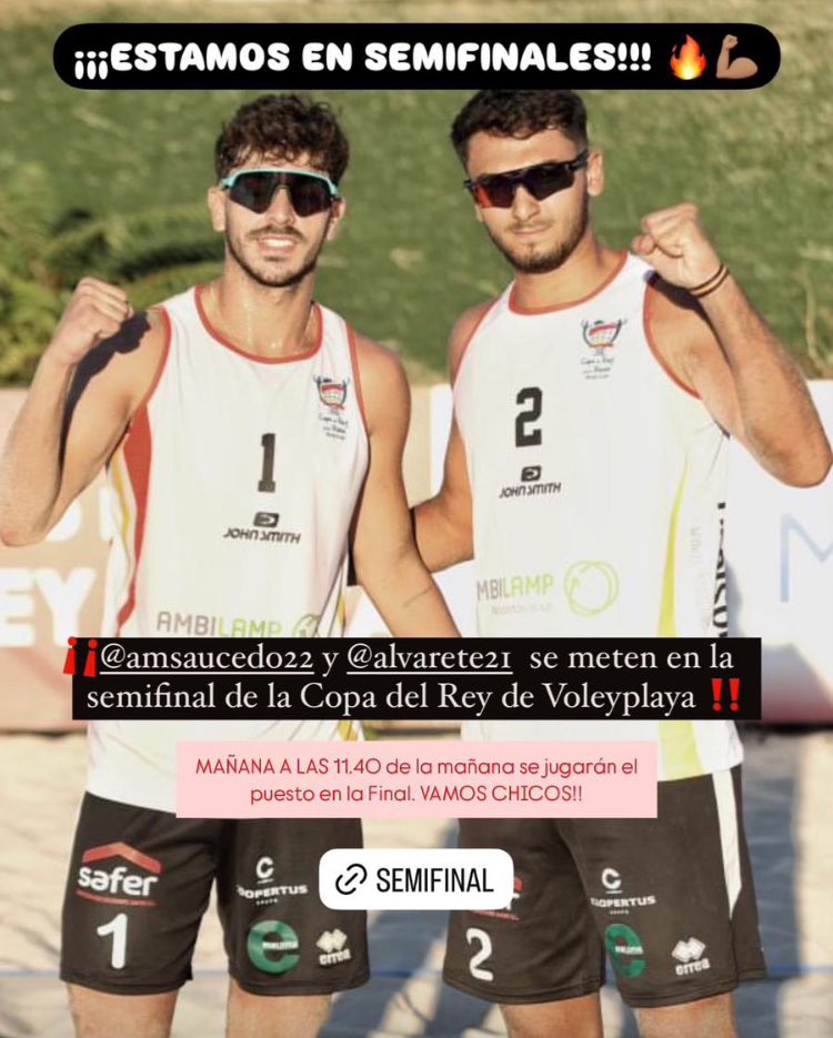 La pareja andaluza Saucedo/Viera disputan a las 11:40 h las semifinales de la Copa de Rey de Voley Playa

🎥 youtube.com/live/tTP0LqrEq…

<a href="/DeporteAND/">Andalucía es Deporte</a>
<a href="/SuperVoleySpain/">SuperVoley Spain</a>
<a href="/TodovoleySpain/">Todovoley</a>