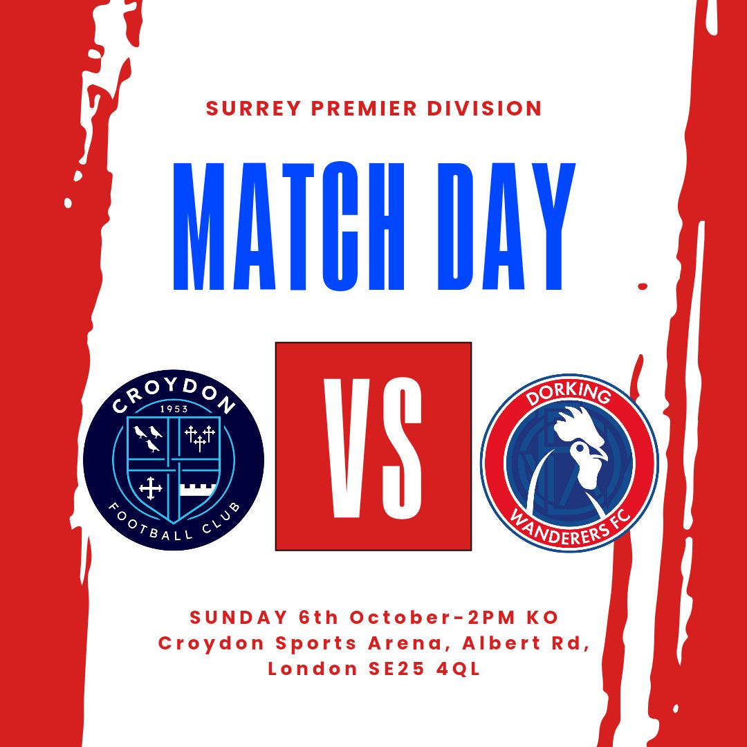 🆚️ <a href="/CroydonWFC/">Croydon Women's FC</a>  
🏆 <a href="/surreyfa/">Surrey FA</a> Prem Div 
🏟️ Croydon Sports Arena, SE25 4QL 
📅 6th Oct
🕑 2pm
💷 Free entry