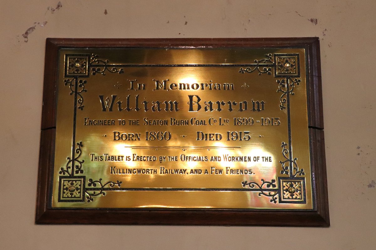 TyneSnapper's tweet photo. #Earsdon Commemorative plaque of William Barrow in St Alban's Church Earsdon, photographed 7th September 2024. Engineer to the Seaton Burn Coal Co Ltd from 1899 to 1915. Plaque donated by Killingworth Railway and a few friends. He lived at Brookside Seaton Burn. Coal not Cola! https://t.co/Qyhjtw1PpV