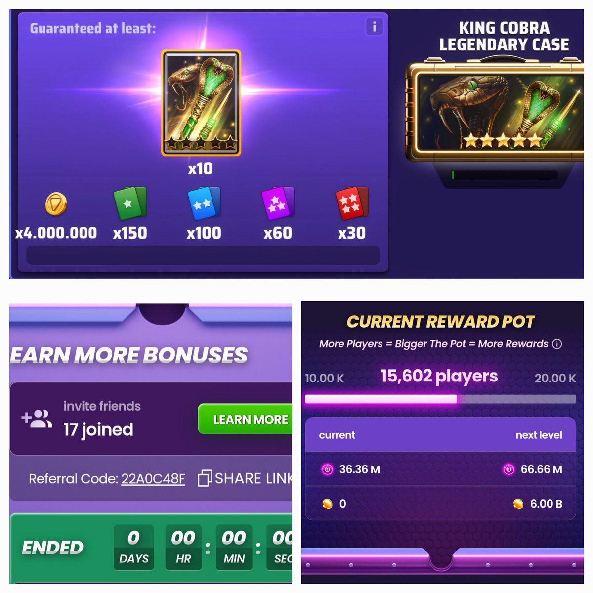 CryptoGi0's tweet image. King Cobra Legendary Case🐍👀
@poolmasters8 

- This cue looks crazy 🔥🫡
- More players everyday 🎱🎊 
- Not easy to earn for beginners 🤣⚕️ 

Need a code 22A0C48F ✅👇🏽
#PoolMasters #Snooker #P2A