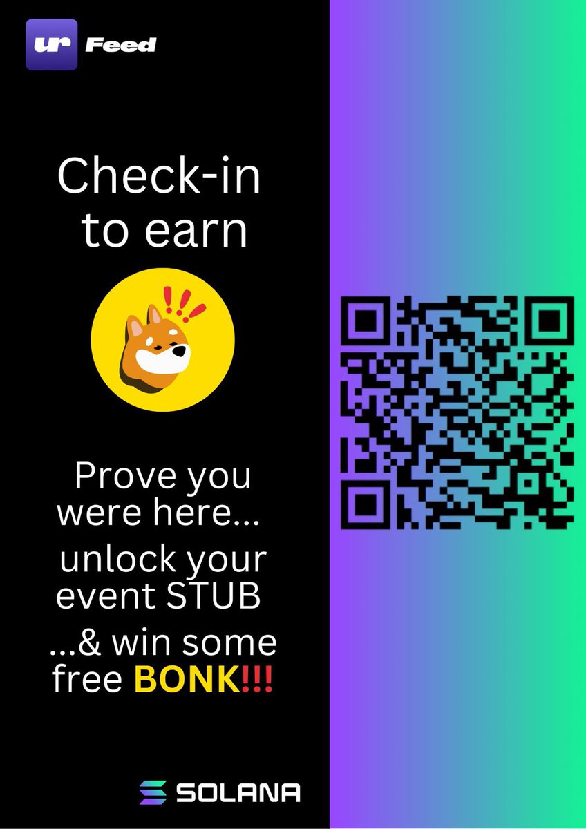If you are at <a href="/poland_tech/">Monica Hess</a> for the <a href="/solana/">Solana</a> @ColosseumOrg hacker house event today. Check-in with <a href="/urFeedxyz/">urFeed</a> to earn <a href="/bonk_inu/">BONK!!!</a> and an on-chain event stub collectable.