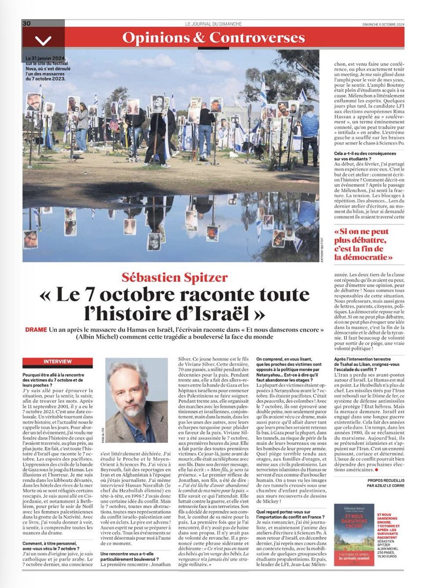 GaudriaultC's tweet photo. Sébastien s’est rendu en Israël. De nom juif, de culture chrétienne, fasciné par le Proche et Moyen-Orient, parlant arabe, écrivain, professeur à Sciences Po, il livre un récit qui confronte toutes les contradictions. #7october2024 @spitzerseb #sciencespo https://t.co/hzusnVYj41
