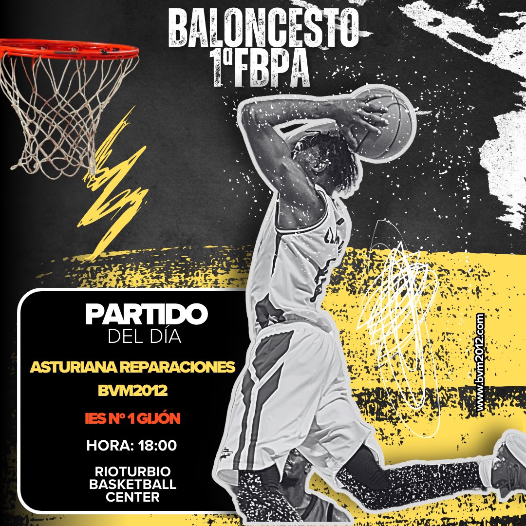 BVM2012's tweet photo. 𝘿Í𝘼 𝘿𝙀 𝙋𝘼𝙍𝙏𝙄𝘿𝙊 🏀🖤💛

📆 DOMINGO 6/10/24

🕦 18:00 horas

📍  Rioturbio Basketball Center

🏀 1ª FBPA MASCULINA

⛹️‍♂️ Asturiana de Reparaciones BVM2012 🆚 IES N°1 Gijón 

Os esperamos!!!

#baloncestovillademieres
#FuckCáncer
#somosbvm2012 https://t.co/pvhi4zED4J