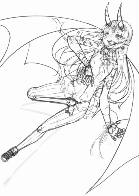 リハビリに描いてる茨木ちゃんのラフでーけた(●'ω`●)可愛くなりそうな予感ー♪ 