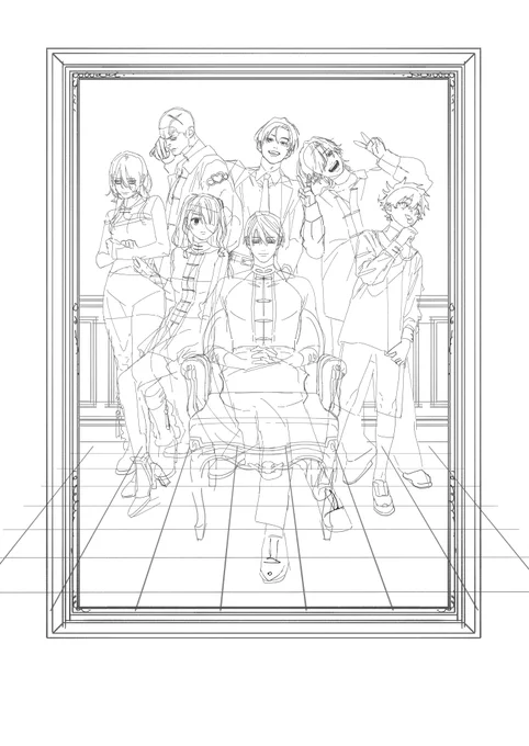 21話扉絵が出来るまで

①下描き
②ペン入れ
③キャラ仕上げ
④背景 