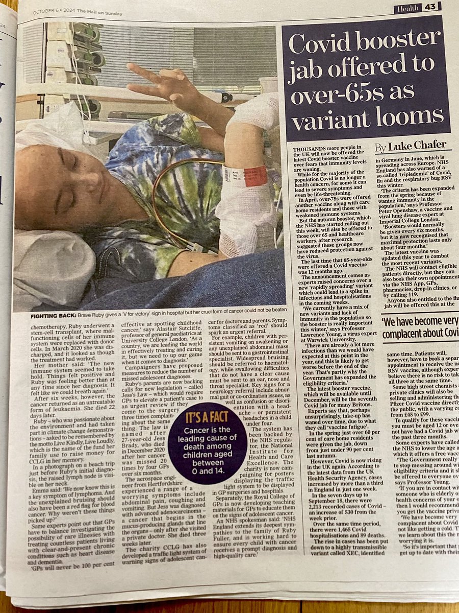 Remembering Ruby (@kindlyloudly) on Twitter photo Thank you <a href="/EnnalsEthan/">Ethan Ennals</a>, Andrew Beaven & the Mail on Sunday <a href="/MailOnline/">Mail Online</a> for raising awareness of the need for quicker diagnosis of young people with cancer
Ruby’s view would be that if it helps even one young person get an earlier diagnosis, it’s worth doing Thank you <a href="/EnnalsEthan/">Ethan Ennals</a>, Andrew Beaven & the Mail on Sunday <a href="/MailOnline/">Mail Online</a> for raising awareness of the need for quicker diagnosis of young people with cancer
Ruby’s view would be that if it helps even one young person get an earlier diagnosis, it’s worth doing