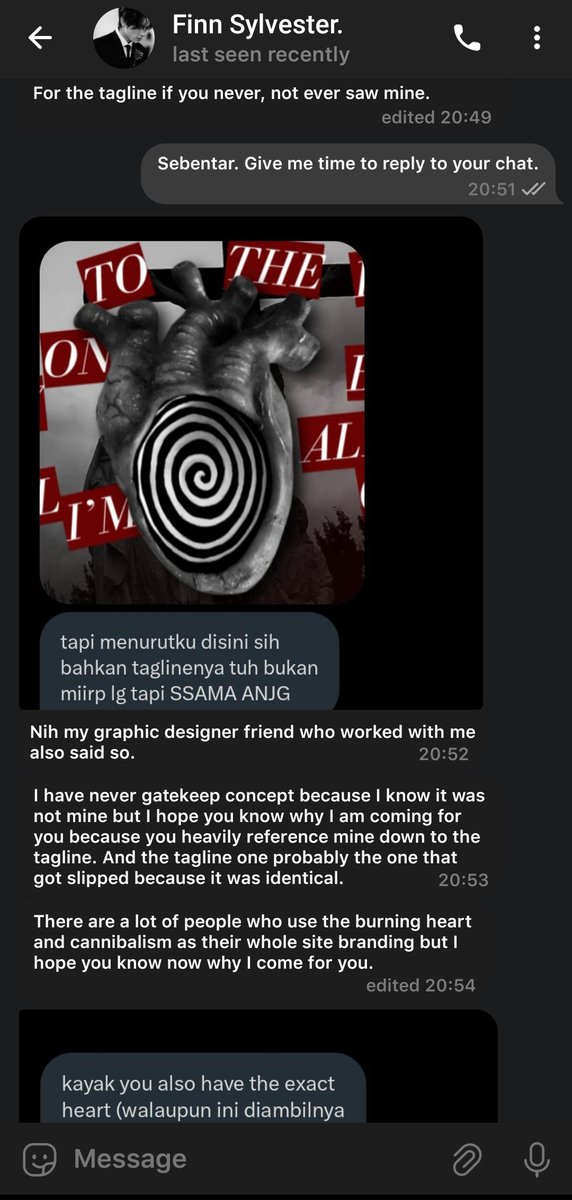 damzsels's tweet photo. Saya juga sudah mencoba menawarkan solusi dengan mengajukan revisi wording profil saya. Namun, Finn tetap bersikeras saya melakukannya, bahkan mengintimidasi saya dengan membawa teman-temannya untuk membenarkan tuduhannya. https://t.co/eoW8YQXSaJ