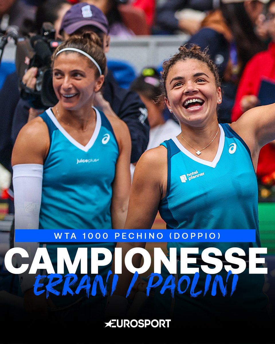 Eurosport_IT's tweet image. NON SI BATTONOOOO! 🏆🇨🇳

Errani e Paolini vincono il WTA 1000 di Pechino battendo in finale la coppia Chan-Kudermetova in due set con un doppio 6-4💪🏻

Un altro titolo in una stagione PAZZESCA per Sara e Jasmine 💙

#EurosportTennis #ChinaOpen