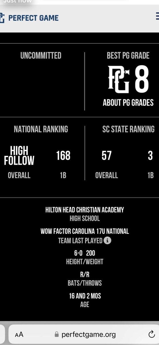 Had a great showcase <a href="/PG_Scouting/">Perfect Game Scout</a>