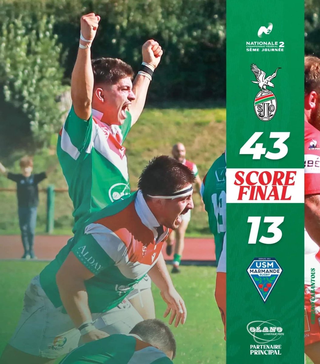 sjlorugby's tweet photo. 𝙂𝘼𝙍𝘼𝙄𝙋𝙀𝙉𝘼 !! 💥🦅

Grosse prestation de nos Luziens qui s'imposent largement cette après-midi avec 4 essais au compteur +5️⃣pts ✅

On se donne rendez-vous Samedi prochain sur Facebook pour la diffusion de la 6ème journée à Auch 👊

#SJLOUSM #AupaDonibane 🟢🔴 https://t.co/d16O5liN0v