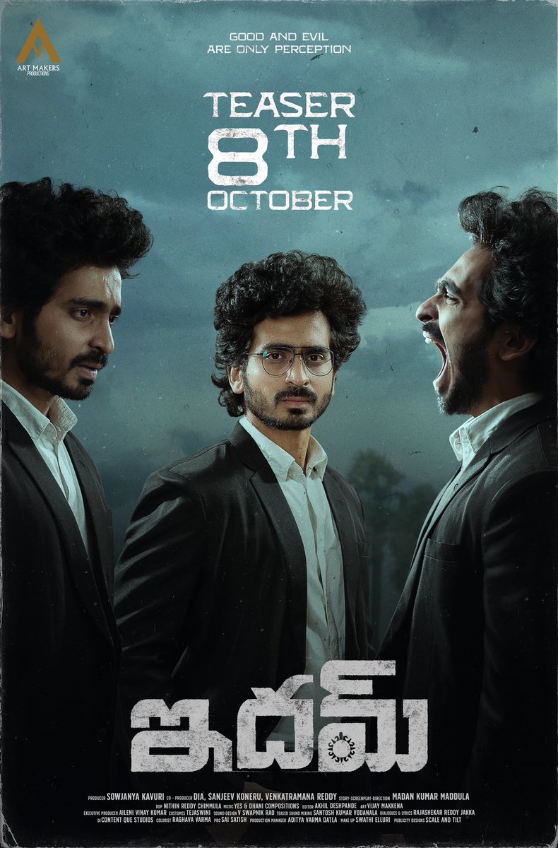 baraju_SuperHit's tweet photo. Get ready for the suspense-filled ride as the #Idham teaser drops on OCT 8th🧐

#RaviMahadasyam #DeepthiVarma #RaviVarma #MadanKumarMaddula
#ArtMakers #GoparajuRamana #AdhireAbhi #Appaji #LaxmanMeesala #NithinReddyChimmula @PROSaiSatish