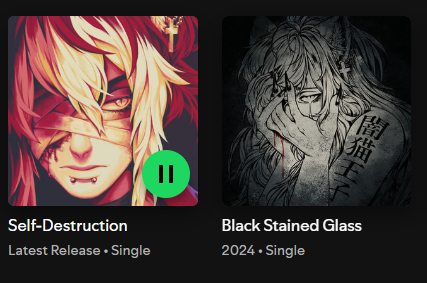 KittyMcPancakes's tweet photo. Self-Destruction and Black Stained Glass are now both on Spotify!!! <3 https://t.co/IM7AJLKIh0