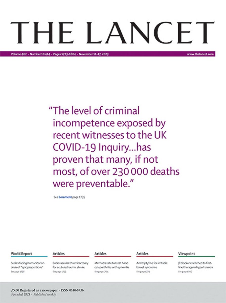 "The level of criminal incompetence exposed by recent witnesses to the UK Covid Inquiry... has proven that many, if not most, of over 230,000 deaths were preventable."
🔥