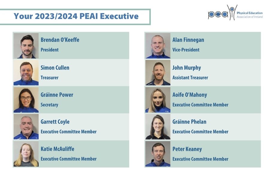A very successful 2024 <a href="/PEAI_IRELAND/">Physical Education Association of Ireland</a> AGM &amp; Conference in UL <a href="/PessLimerick/">PESS @ UL</a> this weekend. A busy year ahead for our Executive with a new Leaving Cert PE draft specification to be published for consultation, and the first window of CBA 1 for the new Junior Cycle PE specification
