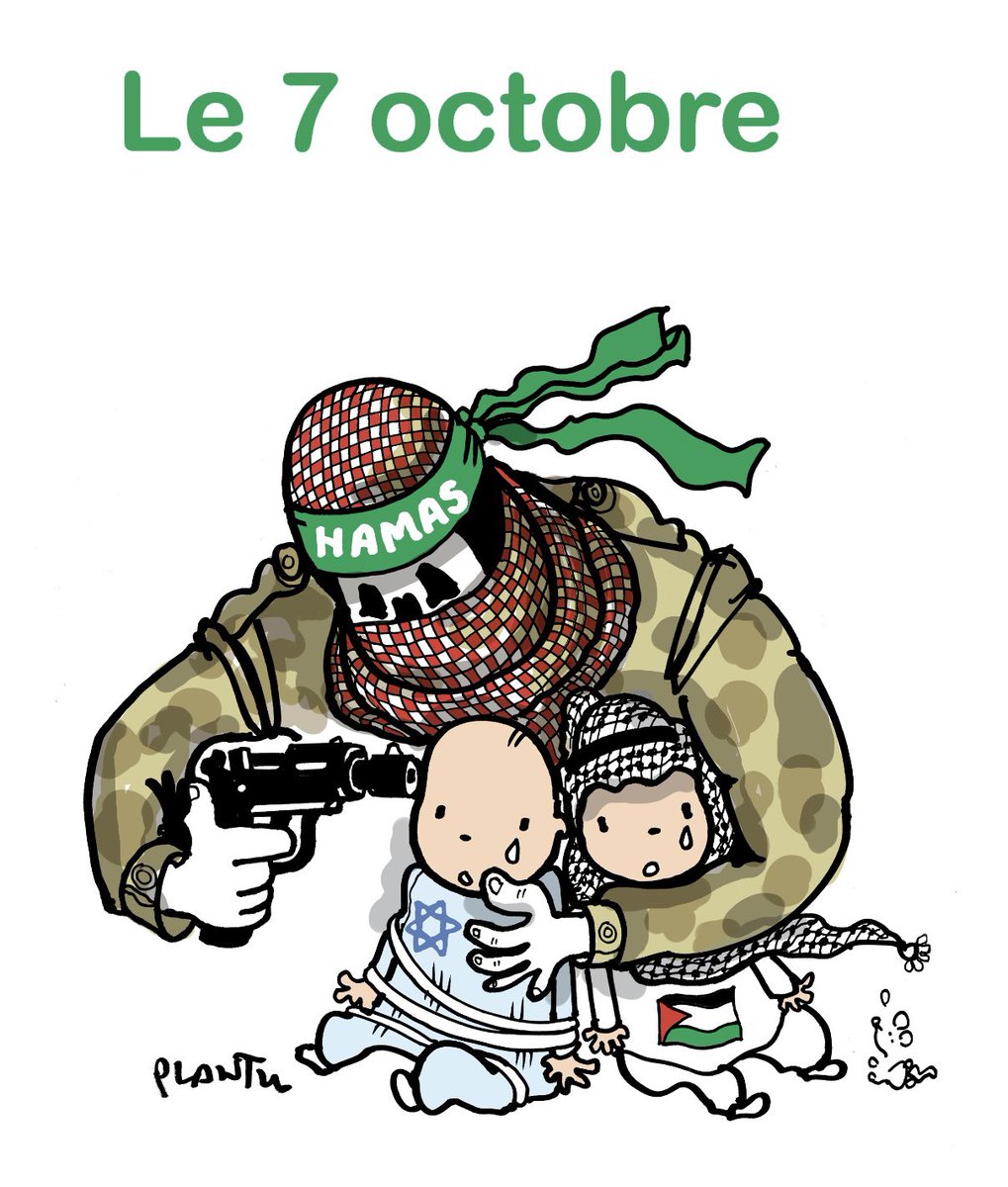 plantu's tweet image. Il y a un an: le 7 OCTOBRE.