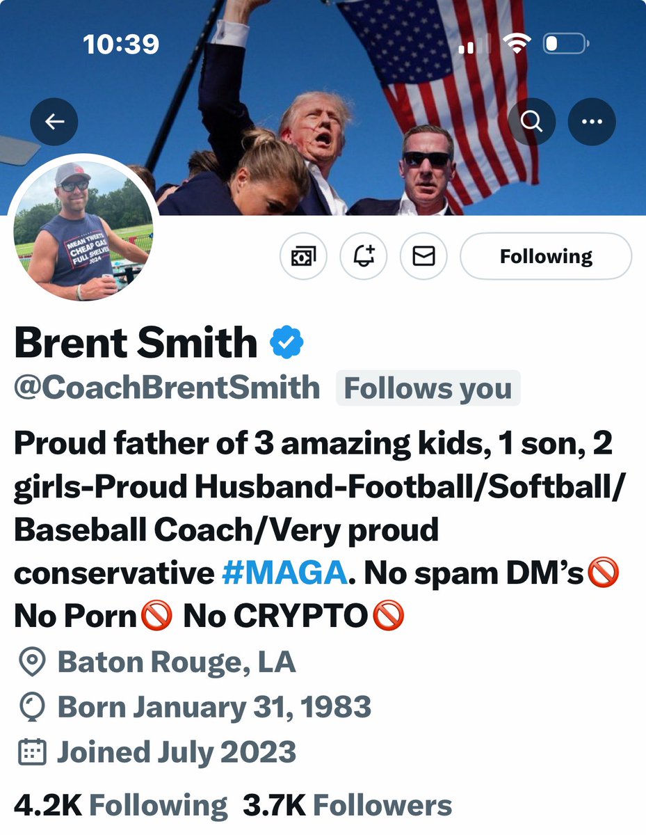 Playteaux1's tweet image. Need another Louisiana follow?  Consider @CoachBrentSmith is a great follow and he follows back! #PatriotsUnite