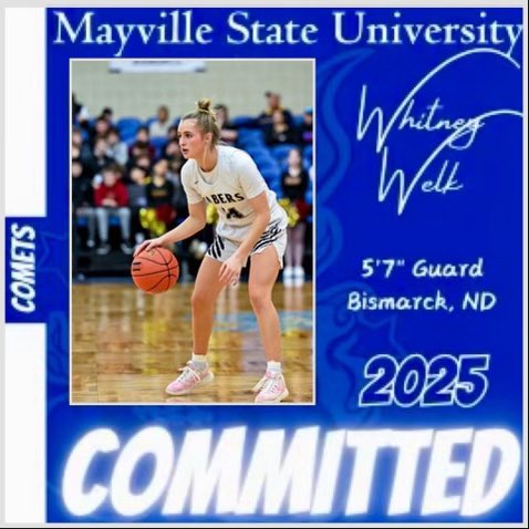 Whitney Welk (@welkwhitney) on Twitter photo I am so excited and blessed to announce my commitment to further my academics and athletics at Mayville State University! I wanna thank my family, friends, coaches and teammates for all the help along the way! #RollMets #Philippians4:13
<a href="/CometsWBB/">Mayville State WBB</a> <a href="/LEGACYGBB/">Legacy GBB</a> I am so excited and blessed to announce my commitment to further my academics and athletics at Mayville State University! I wanna thank my family, friends, coaches and teammates for all the help along the way! #RollMets #Philippians4:13
<a href="/CometsWBB/">Mayville State WBB</a> <a href="/LEGACYGBB/">Legacy GBB</a>
