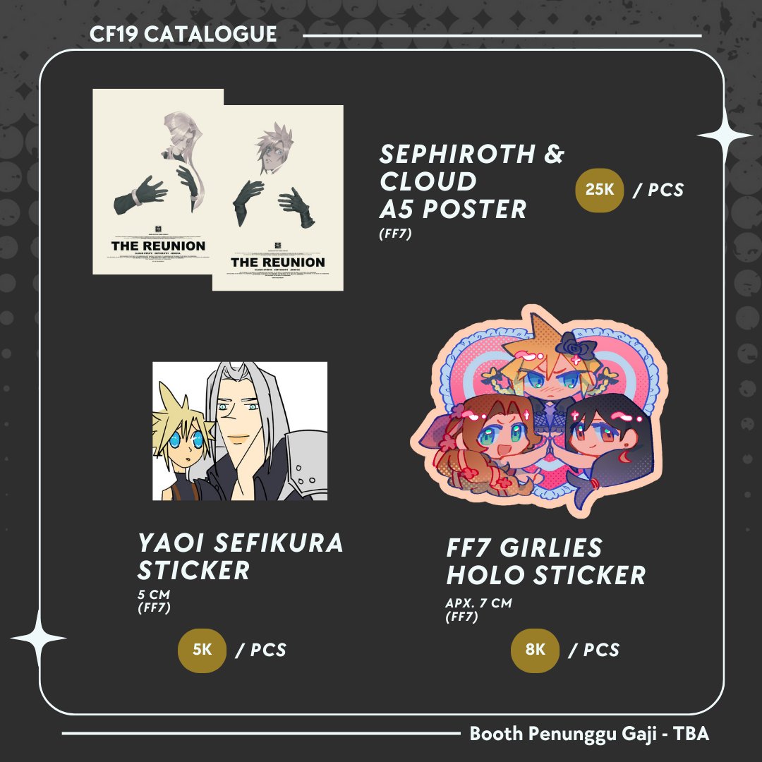 milkydeath's tweet photo. (1/2) [🔁&amp;❤️ appreciated!]

milkydeath #CF19 PO open!!

🗓️ 6 - 12 Oct (close 23.00 WIB)
📦 Pick-up (both days) &amp; mail order
✨ Fandom(s): Hatsune Miku, FF7, ORV, Heartsteel, Arcane

🔗https://t.co/tzWm28285q

#comifuro19 #comifuro19catalog https://t.co/bJvf00iWGt