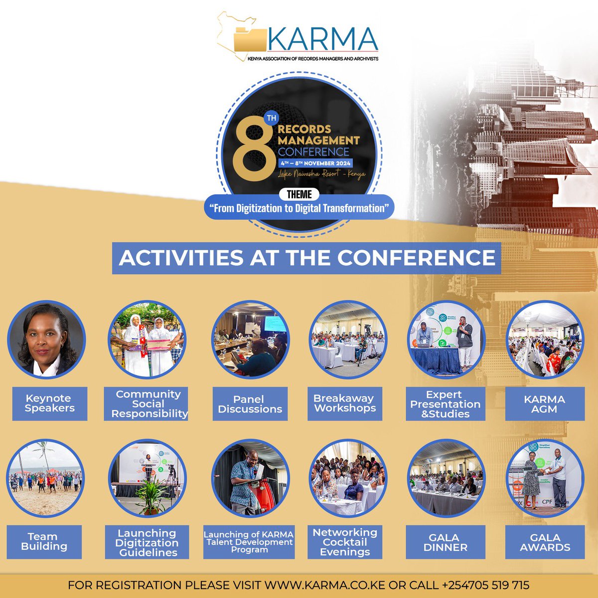 🎉 Get ready for the 8th Records Management Conference at the stunning Lake Naivasha Resort from November 4th to 8th, 2024! 

This year’s conference will be an immersive experience featuring inspiring keynote speakers like Hon. Dr. Margaret Nyambura Ndung’u and Mr. Stanley