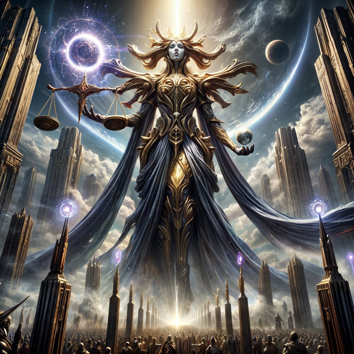 humanoid220811's tweet photo. Zeyhera, a celestial being, appears to rearrange the destinies of mortals, wielding both mercy and judgement with perfect balance.
#creaturecreator #空想神仏 #aiart #生成AI #divinepower #urbanfantasy #godlikebeing #destinycontrol https://t.co/1oxGN7yhYL